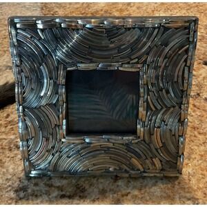 Multi Colored Glass Mosaic Beaded Two's Company Photo Frame 6" Square Standing